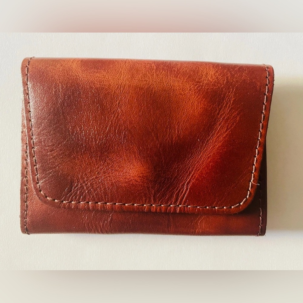 Handcrafted small compact Brown Leather Wallet minimalist